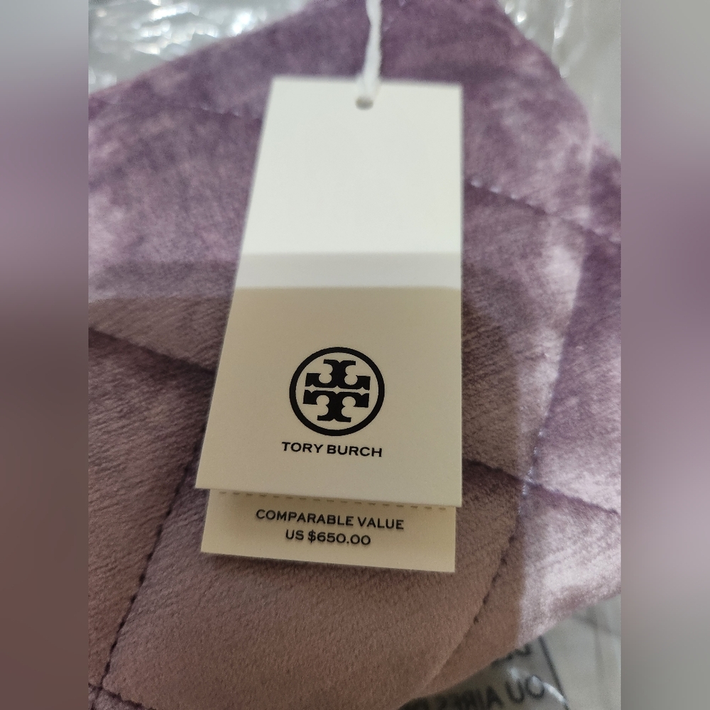 Tory Burch Willa Zip Quilted Handbag Lilac Gunmetal NWT - Picture 5 of 16